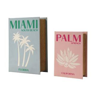 Miami South Beach and Palm Springs Faux Leather Book Storage Set | The Home Depot