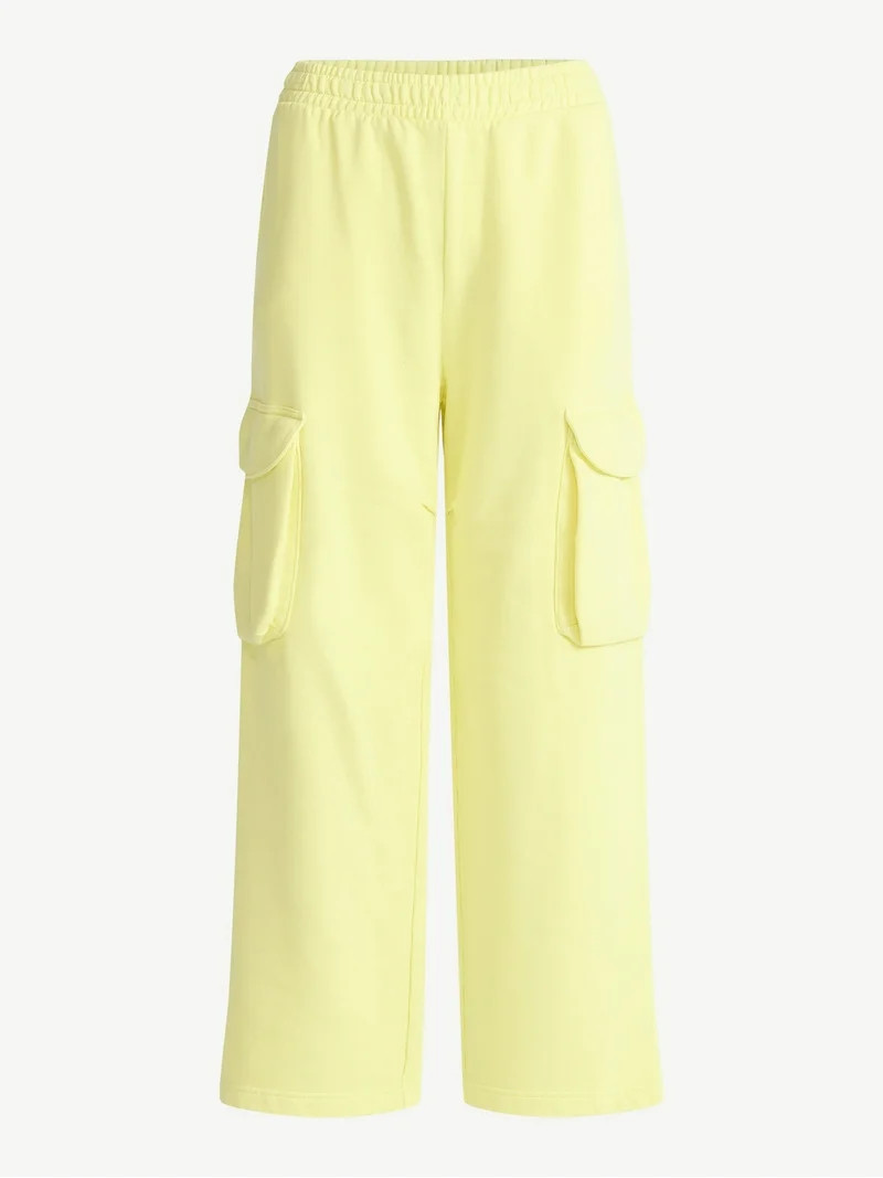 Scoop Women’s Mineral Washed Wide Leg Cargo Sweatpants, Sizes XS-XXL | Walmart (US)