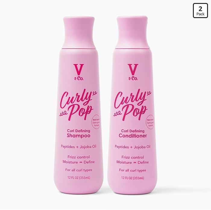 V&Co. Beauty Curly Hair Shampoo & Conditioner Set (12 Oz. Each) with Peptide Technology, Enhances... | Amazon (US)