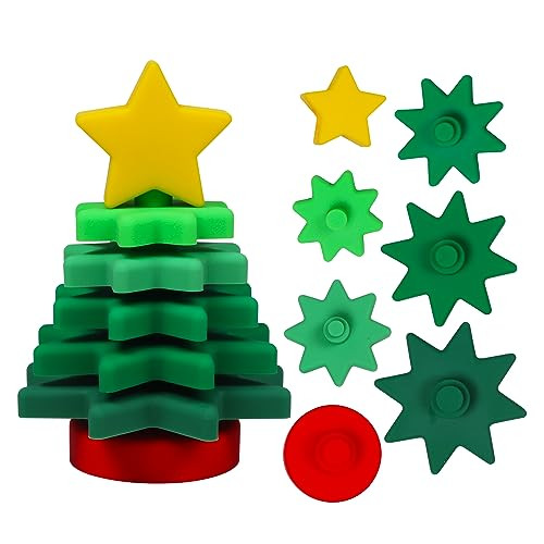 ALLABC Silicone Christmas Tree for Toddlers, Tabletop Xmas Decoration, Stackable & Nesting Baby Toys, 5.9 inches | Amazon (US)