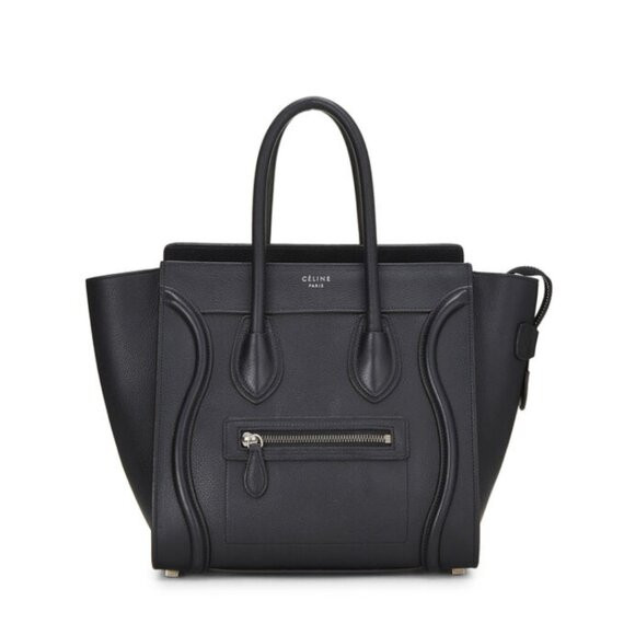 Celine Paris Drummed Luggage Bag Tote Purse Womens Black Leather Micro Medium | Poshmark