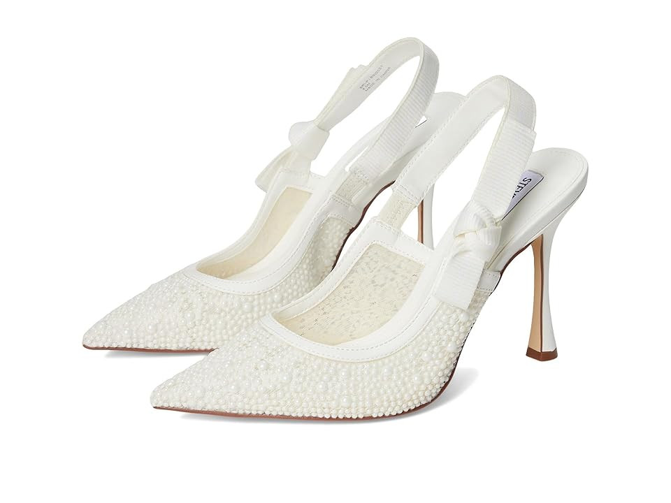 Steve Madden Bri High Women's Heels White Lace Pearl : 9.5 M, Fabric | Zappos