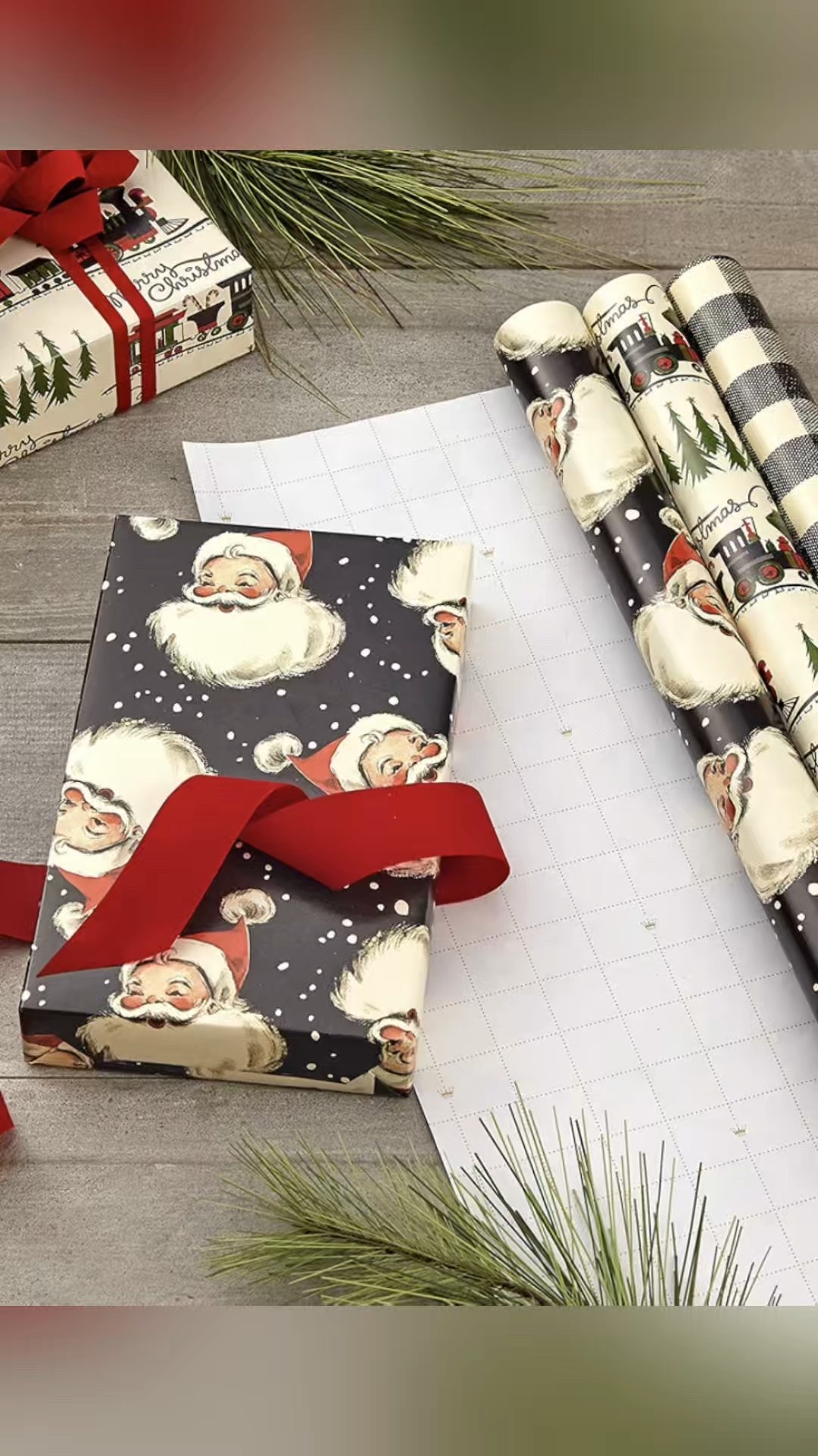 Black Christmas Wrapping Paper -3 Rolls: Retro Santa, Black and White Buffalo Plaid, Train and Trees Goth Christmas 

#LTKGiftGuide #LTKHoliday #LTKSeasonal