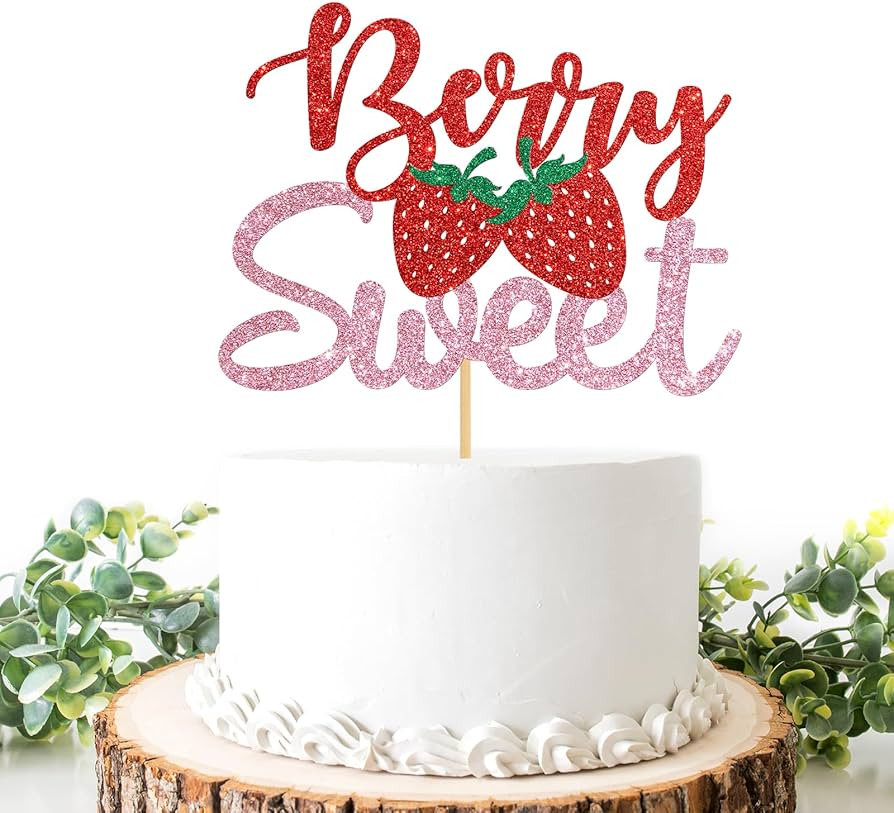 Berry Sweet Cake Topper, Strawberry Fruit Themed 1st Birthday Baby Shower Gender Reveal Party Dec... | Amazon (US)
