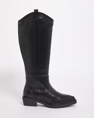 Zaida Western Cowboy Knee High Boots - Wide Fit (E) & Super Curvy Calf | Simply Be | Simply Be (UK)