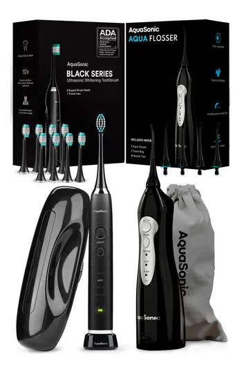AQUASONIC Black Series Toothbrush & Black Aquaflosser Bundle at Nordstrom Rack | Nordstrom Rack