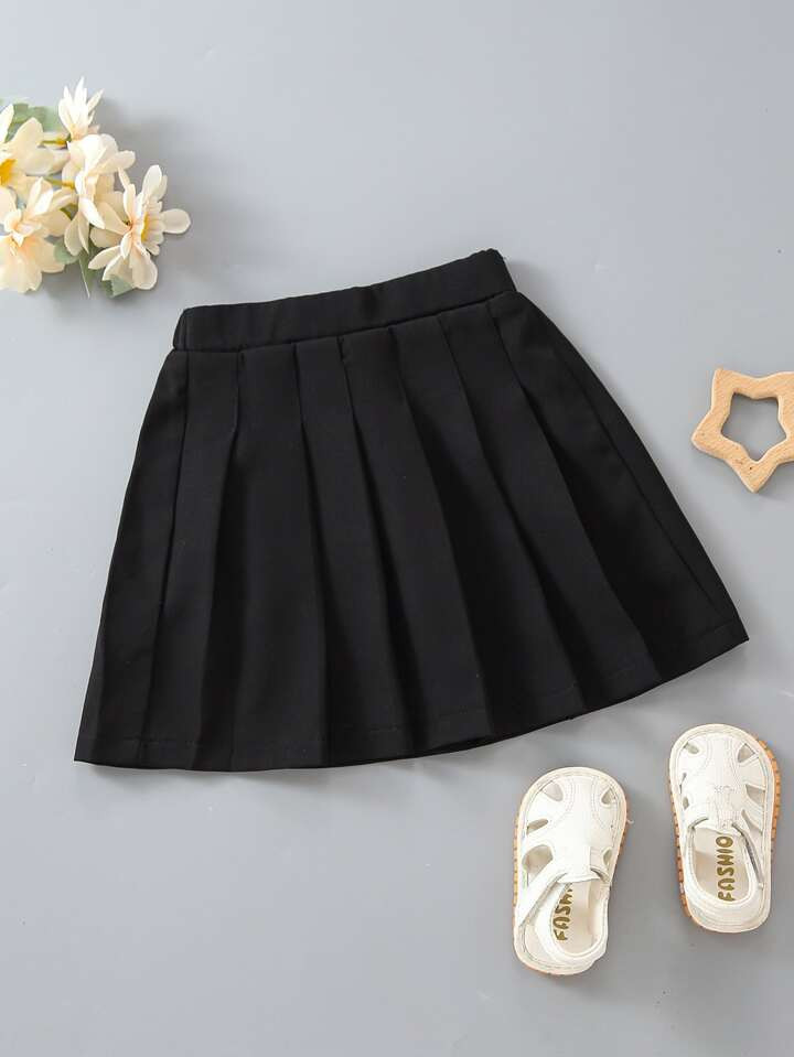 SHEIN Young Girl Solid Pleated Skirt | SHEIN USA | SHEIN