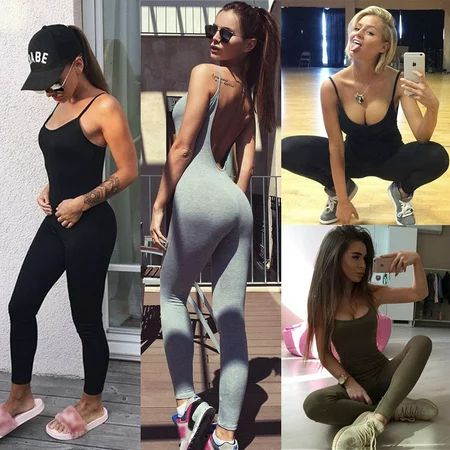 Womens Sports YOGA Workout Gym Fitness Leggings Pants Jumpsuit Athletic Clothes Black Green Gray | Walmart (US)