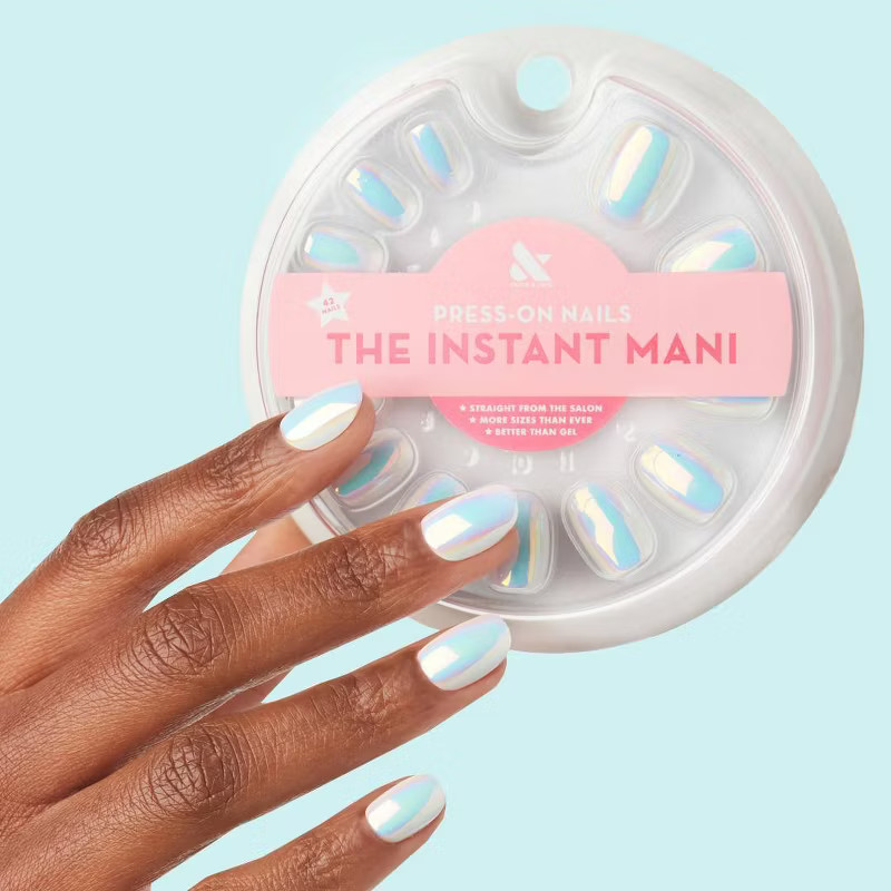 Olive & June Press-On Fake Nail - Round - Diamond Holographic - XS - 42ct | Target