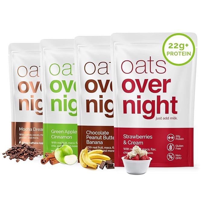 Oats Overnight - Variety Pack (8 Pack) High Protein, Low Sugar Meal Replacement Breakfast Shake -... | Amazon (US)
