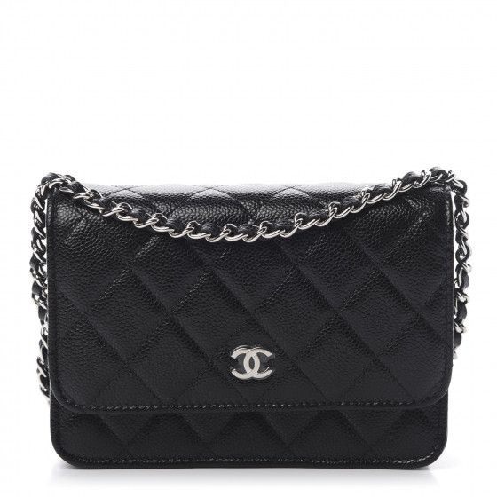 CHANEL Caviar Quilted Mini Wallet On Chain WOC Black | Fashionphile