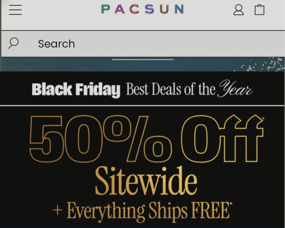 50% off pacsun black friday sales plus free shipping 

#LTKCyberWeek #LTKSaleAlert #LTKGiftGuide