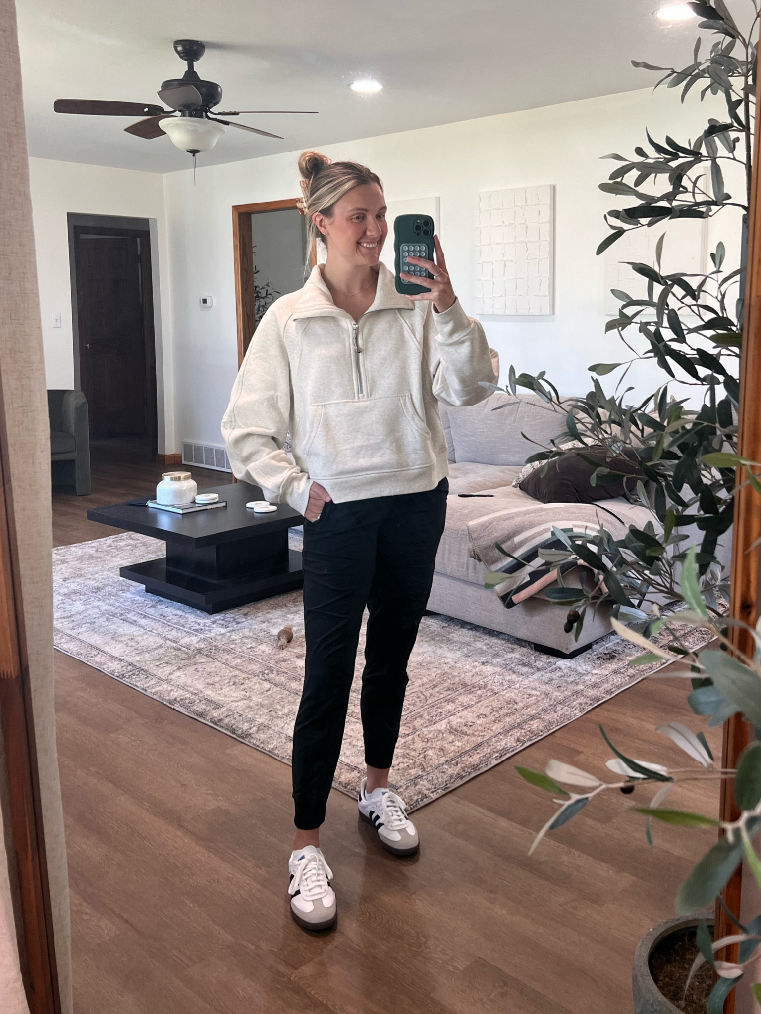 Half zip scuba hoodie: M/L
Dance studios mid-rise jogger : size 4
Adidas samba: tts

Lounge outfit, travel outfit, weekend outfit

#LTKActive #LTKtravel #LTKshoecrush