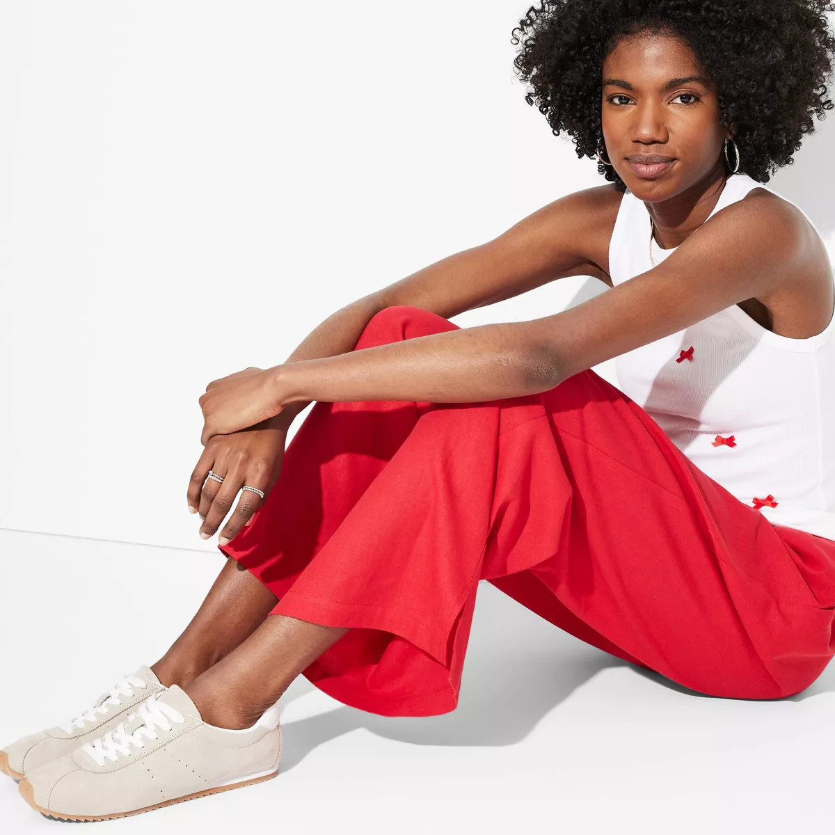 Women's Pull-On Linen Pants - Wild Fable™ Cherry Red XXS: Wide Leg, Drawstring Waist, Lightweig... | Target