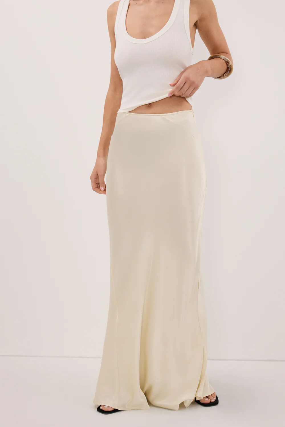 CHARLI STRAW SATIN MAXI SKIRT | DISSH