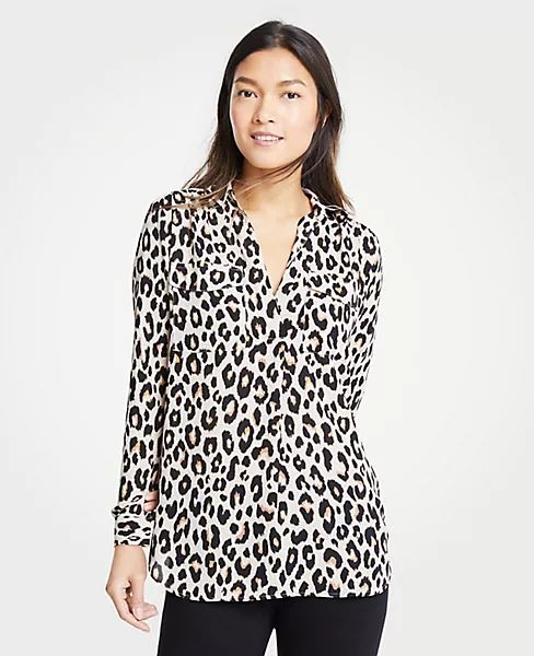 Leopard Print Camp Shirt | Ann Taylor (US)