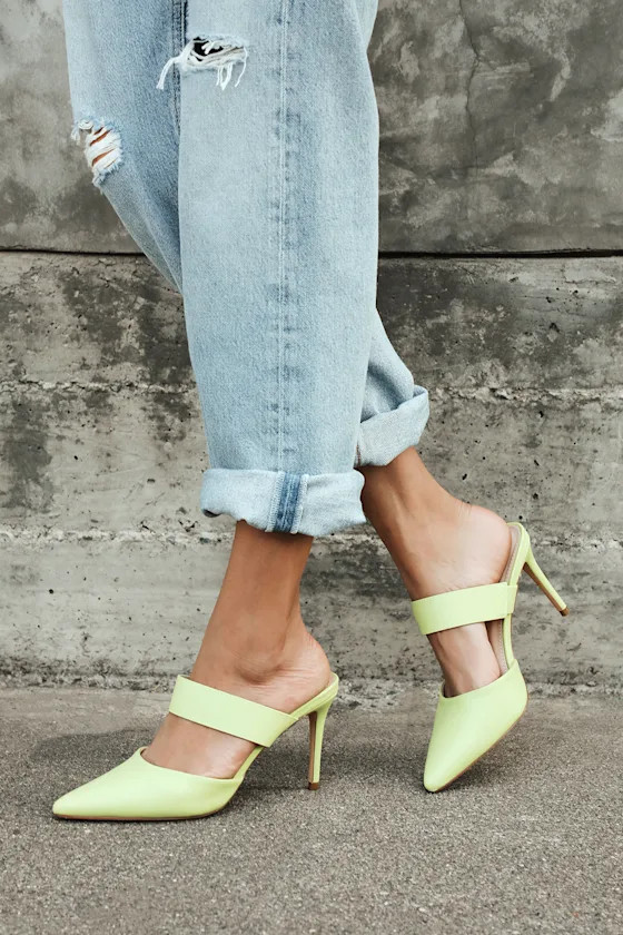 Faire Pistachio Pointed-Toe Mules | Lulus (US)