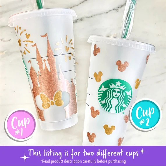 Rose Gold + Gold Glitter Collection - Minnie Castle/Mickey Pattern Designs - Disney Inspired Pers... | Etsy (US)