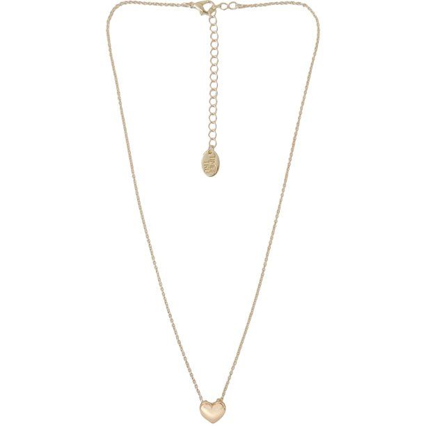 Time and Tru 18" with Extender Small Gold Heart Pendant Necklace for Women | Walmart (US)