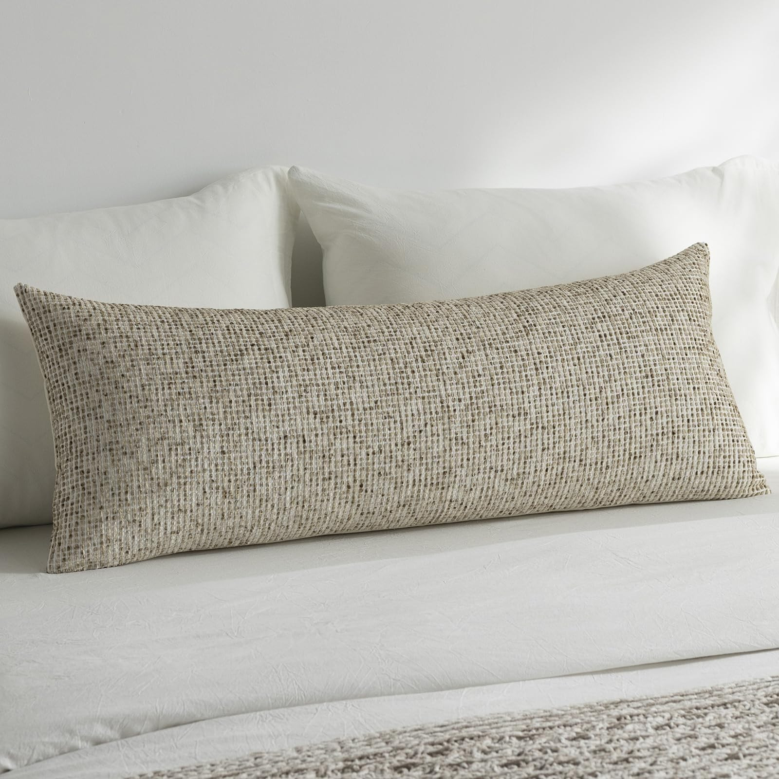 Pack of 1 Neutral Body Pillow Covers 20x54 Boho Textured Dots Stripe Chenille Rectangular Long De... | Amazon (US)