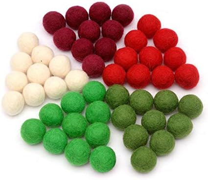 Glaciart One Wool Felt Balls (50 Pieces) 1 Inch (2.5 cm), 100% New Zealand Wool, 5 Colors (Snow, ... | Amazon (US)
