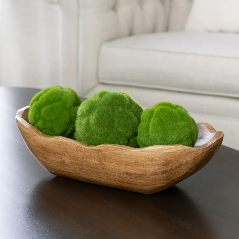Better Homes & Gardens Indoor Carved Mid-Tone Brown Wood Decorative Dough Bowl | Walmart (US)