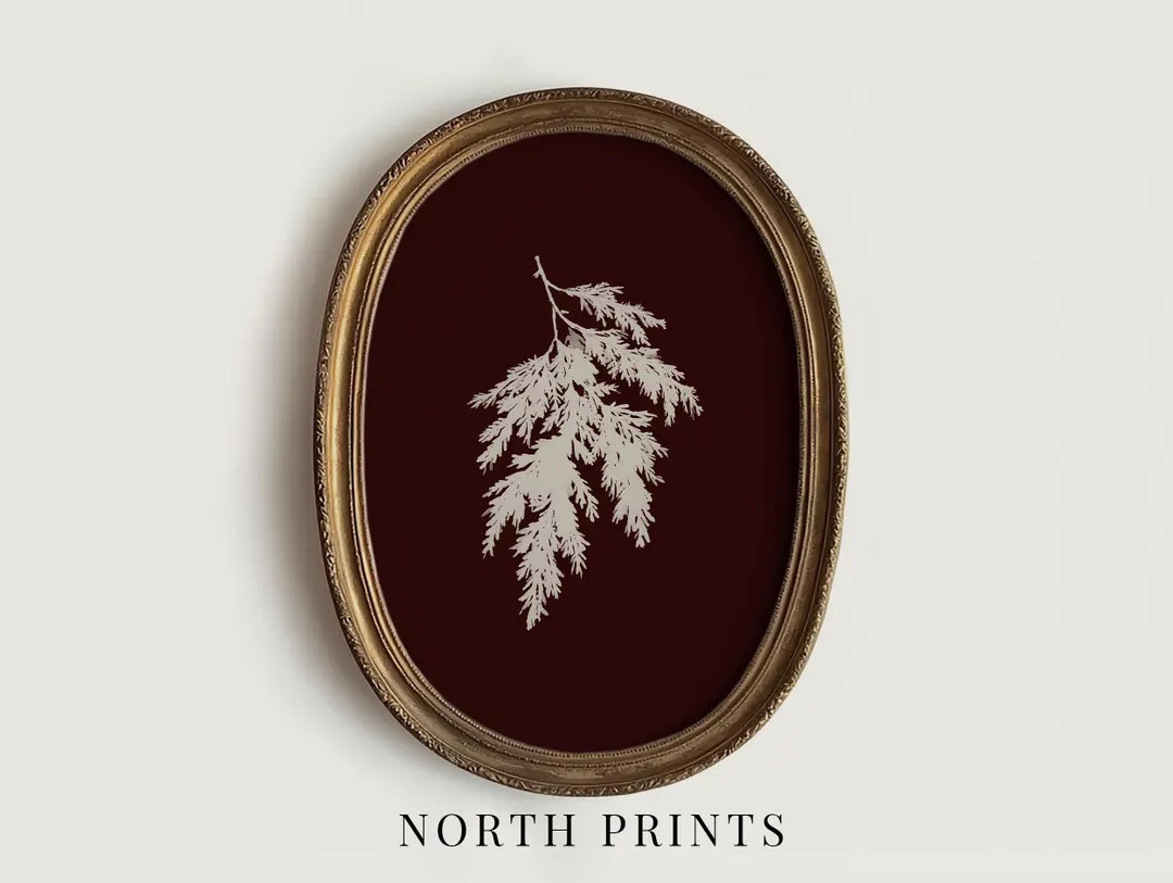Rustic Botanical Art Print, Dark Burgundy Winter Wall Decor (PRINTABLE Digital Download) W1-18 - ... | Etsy (US)