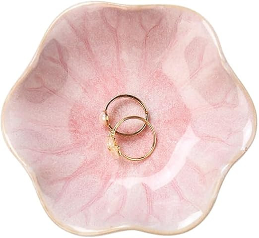 Lotus Leaf Shape Decorative Ring Tray, Small Key Bowl, Ceramic Trinket Tray Jewelry Dish Organizi... | Amazon (US)