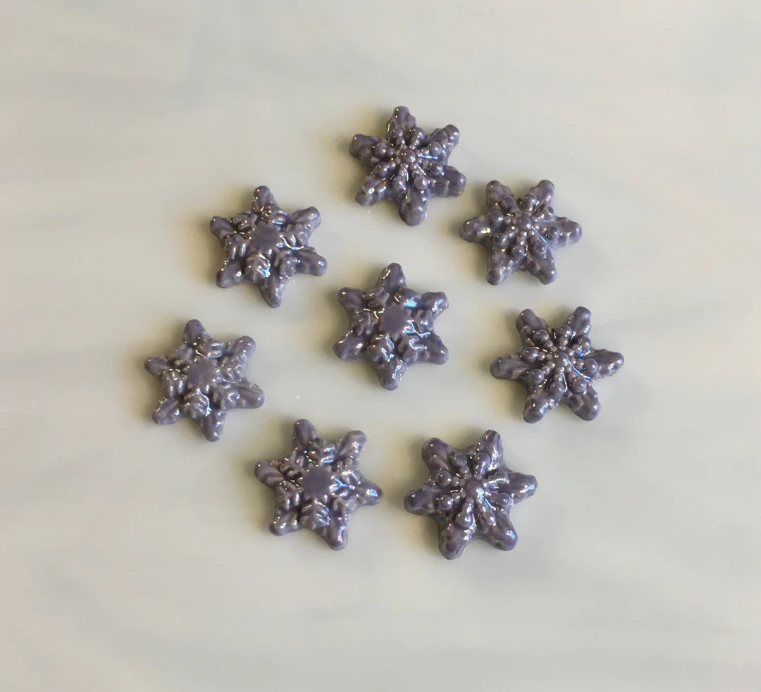 Ceramic Snowflake Tiles 8 Pcs Mother of Pearl Purple Two - Etsy | Etsy (US)