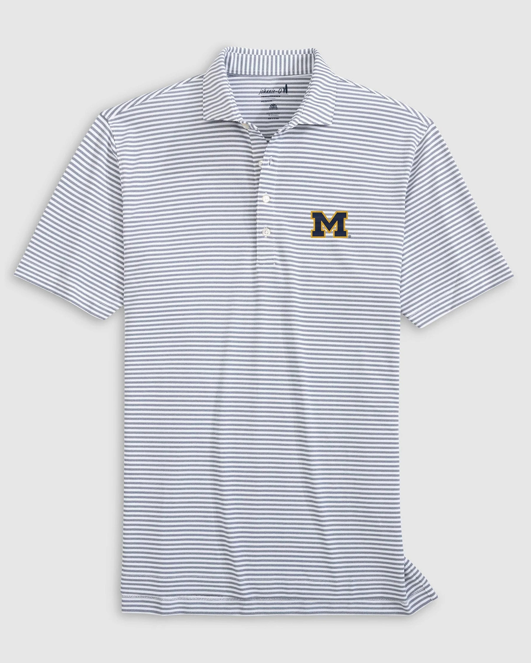 Michigan Stetsons Striped Performance Mesh Polo | johnnie O