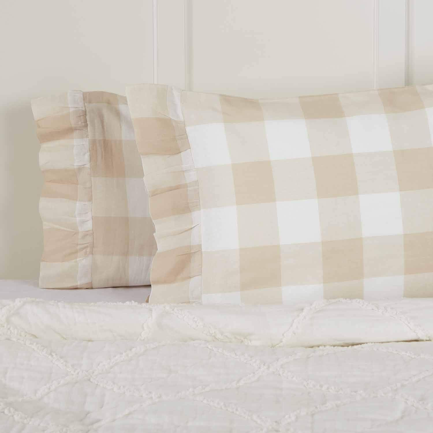 Madison Check Natural King Size Pillow Cases, Set of 2, 21" x 37", Buffalo Check Beige and Ivory ... | Amazon (US)
