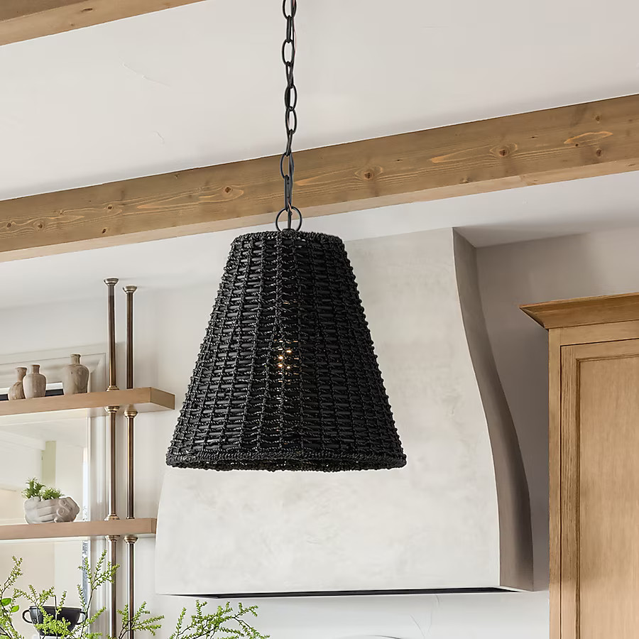 allen + roth Adara 1 -Light Matte black Farmhouse Cone Small Hanging Pendant light | Lowe's