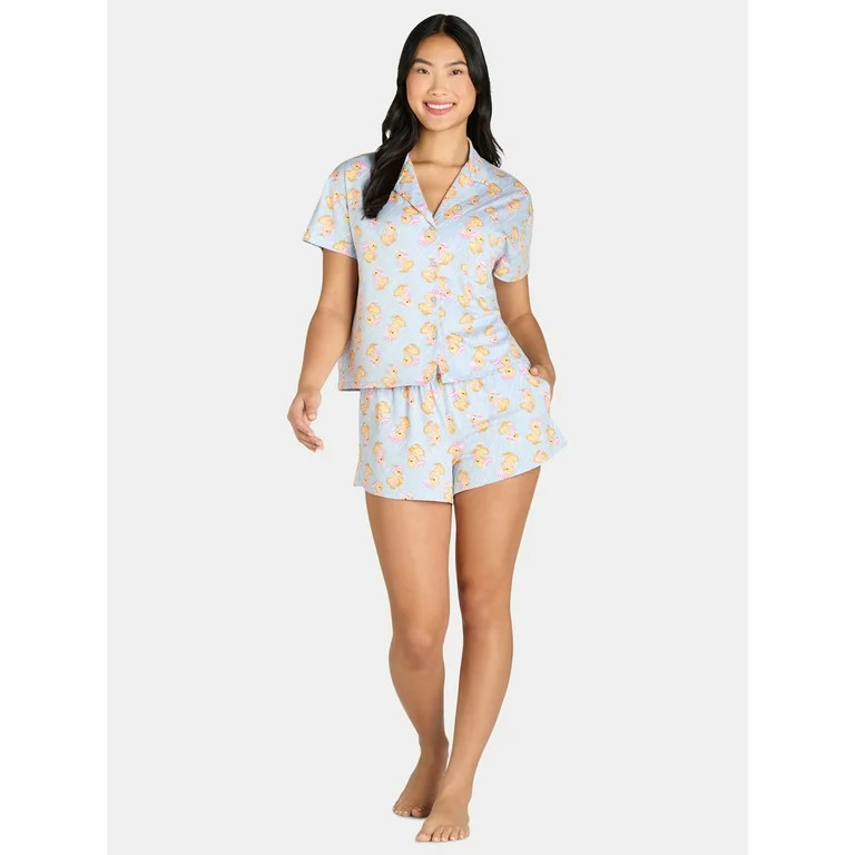 Women’s Easter Print Shorty Notch Collar Pajama Set from Way to Celebrate, 2-Piece, Sizes XS-3X... | Walmart (US)