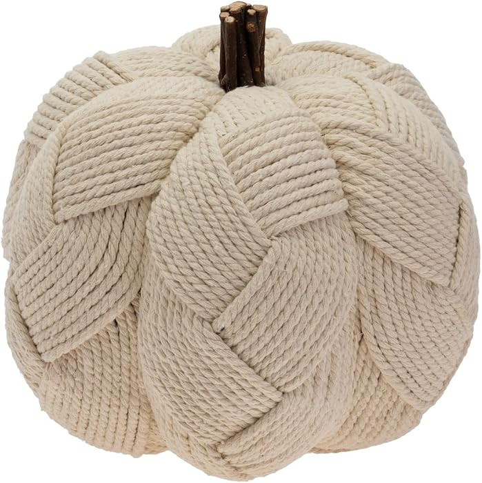 Boston International Pumpkin D\u00e9cor Autumn & Fall Decorations, Large, Woven Cream | Amazon (US)