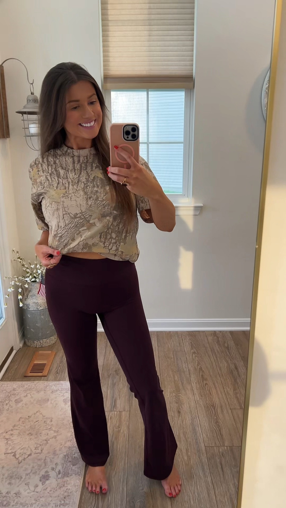 Camo shirt + flare leggings yoga pants 🍂 

Top: xs
Pants: small

#LTKActive #LTKOver40 #LTKootd
