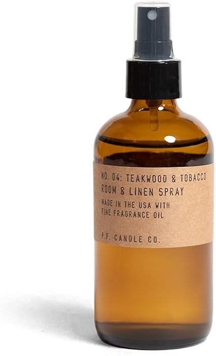 P.F. Candle Co. Teakwood & Tobacco Classic Large Scented Room & Linen Spray (7.75 fl oz) Amber Gl... | Amazon (US)