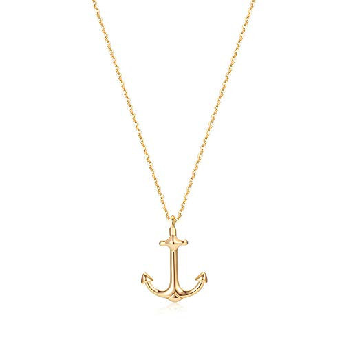 MEVECCO Gold Dainty Anchor Pendant Necklace,14K Gold Plated Minimalist Necklace for Women | Amazon (US)