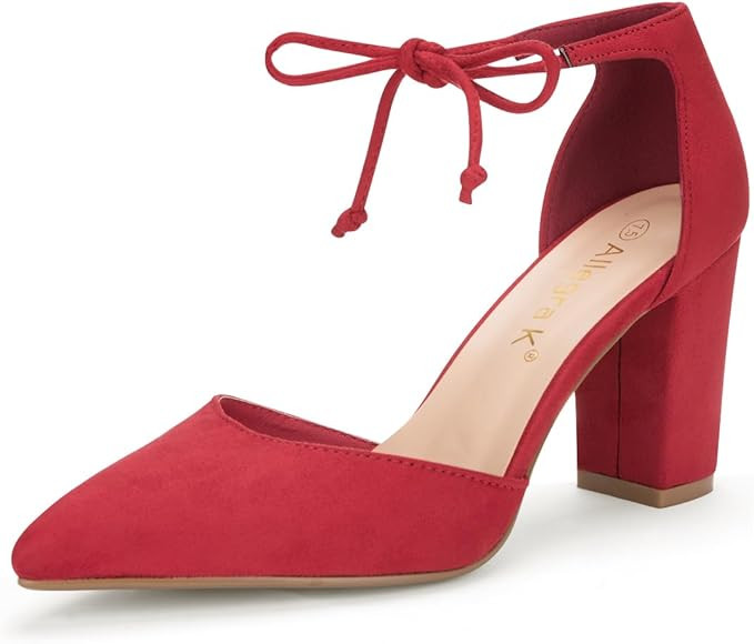 Allegra K Women's Ankle Tie Point Toe Dress Pumps | Amazon (US)