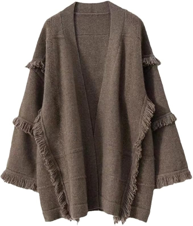 Autumn Winter Cashmere Cardigan Knitted Sweater Women Solid Color Loose Thicken Soft Female Coat | Amazon (US)