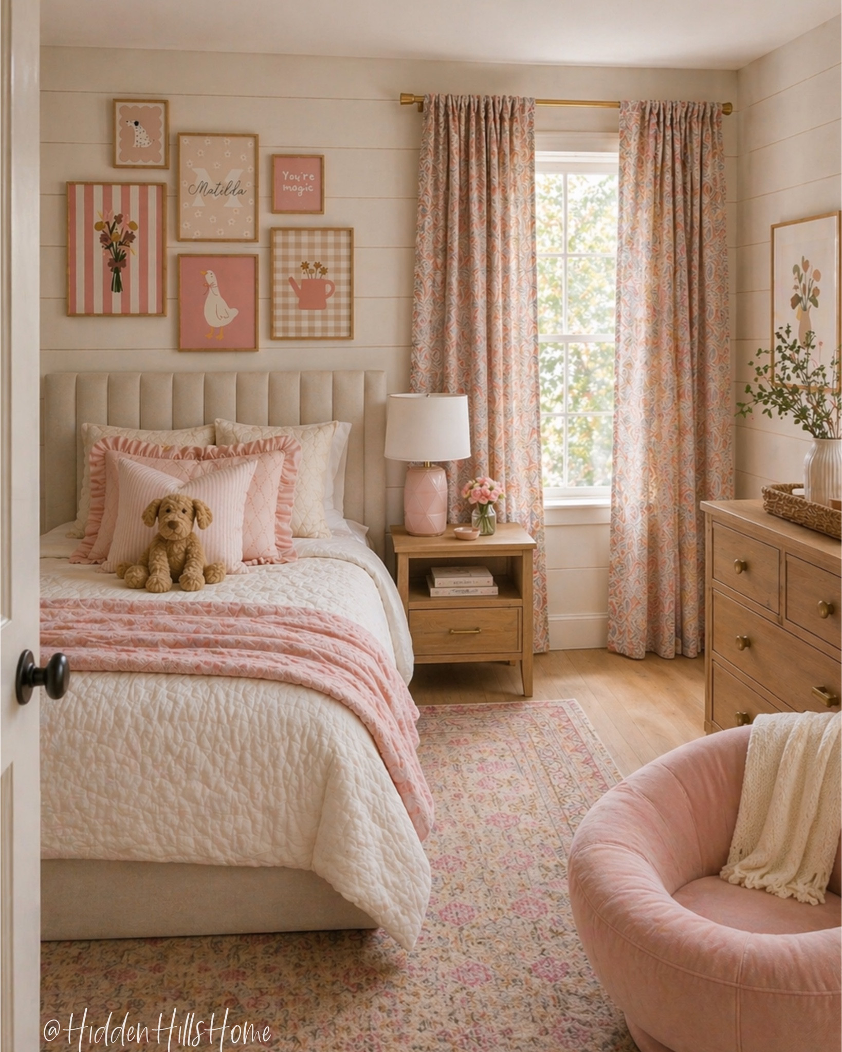 Girls room decor, girls bedroom mood board, cute girls room inspiration, home decor ideas, girls bedroom design, kids bedroom, pink bedroom #girlsroom
Paint color is SW Cultured Pearl 


#LTKSaleAlert #LTKHome #LTKKids