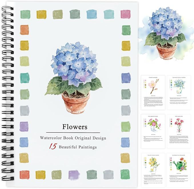 SLWBZ Watercolor Workbooks Coloring Book, Beginner Friendly Painting Kit, Easy Exquisite with Ste... | Amazon (US)