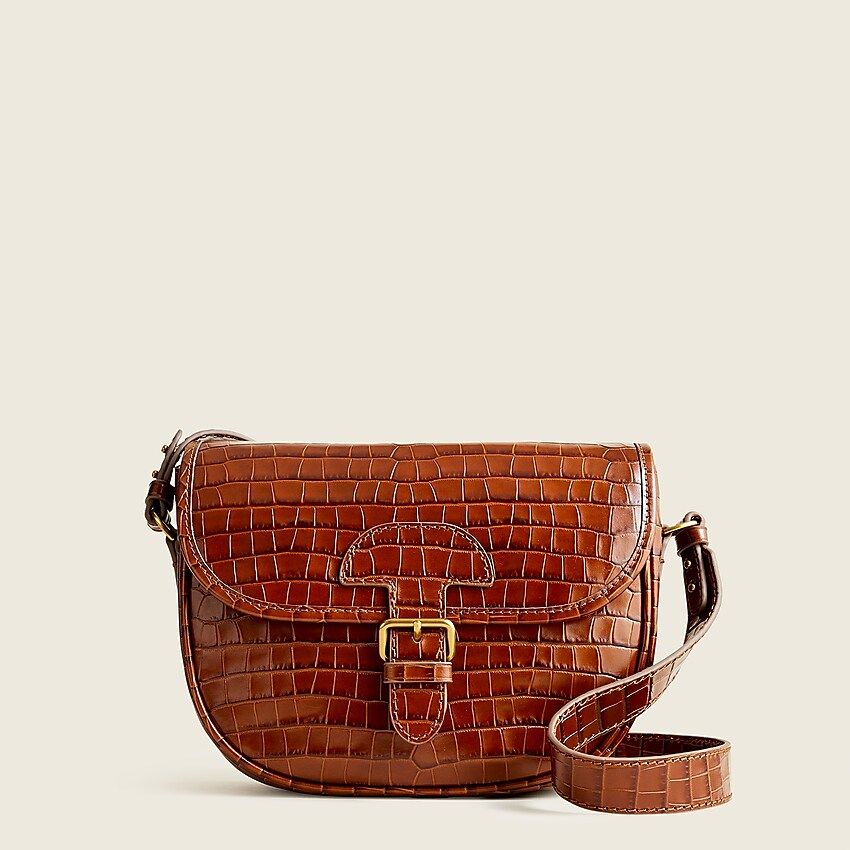 Classic large saddle bag in croc-embossed leather | J.Crew US