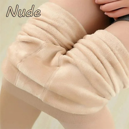 Women Stretch Warm Tight Thick Stockings Thermal Cotton Pants Fleece Lined Slim Leggings NUDE | Walmart (US)