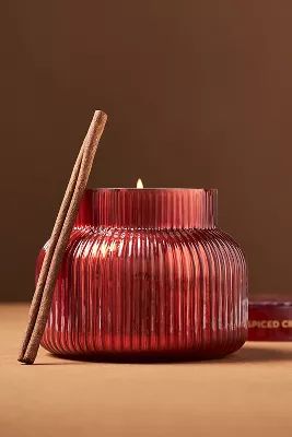 Capri Blue Spiced Cider Red Ribbed Jar Candle | Anthropologie (US)