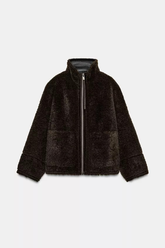 ZW COLLECTION FAUX SHEARLING DOUBLE-FACED JACKET | Zara UK