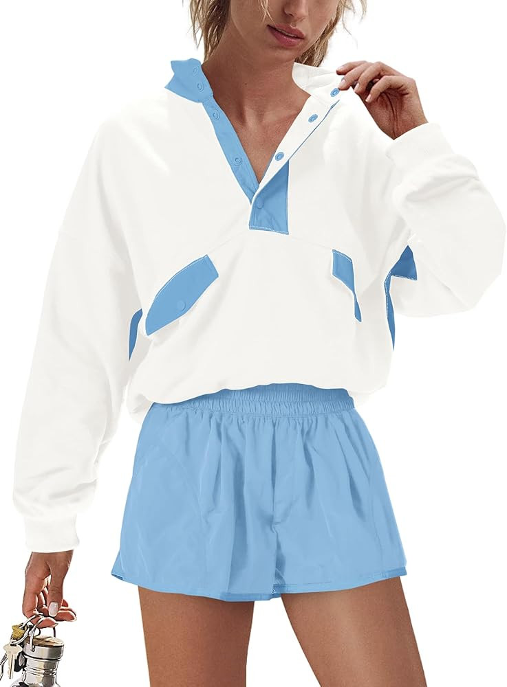 Nirovien Womens Workout Sets Short Athletic Set Activewear 2 Piece Outfits Pullover Sweatshirt an... | Amazon (US)