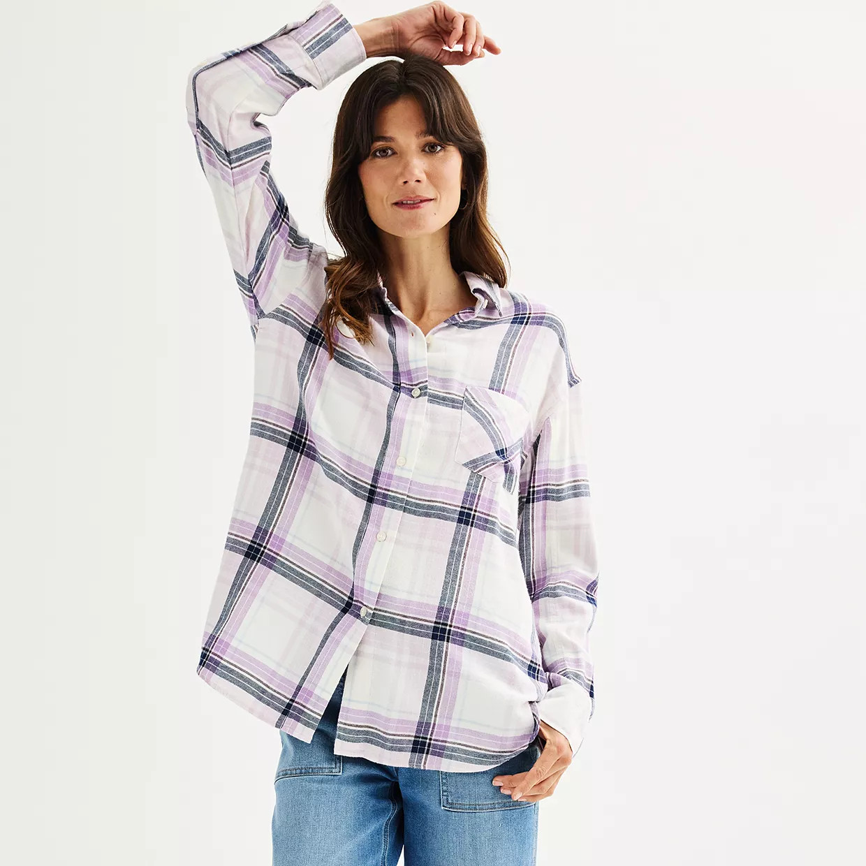 Petite Sonoma Goods For Life® Oversized Boyfriend Flannel | Kohl's