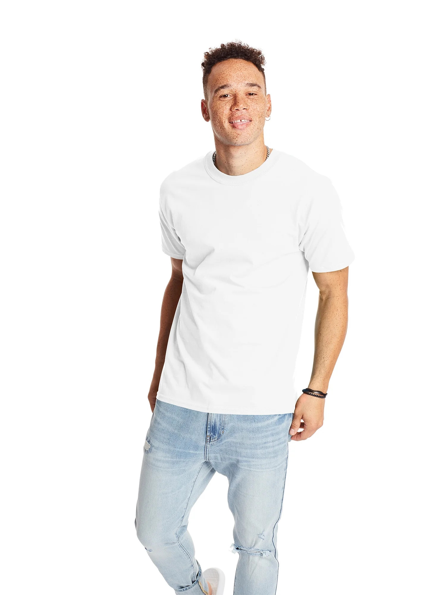 Hanes Men's and Big Men's Beefy Tee with Short Sleeves, Sizes S-6XL - Walmart.com | Walmart (US)