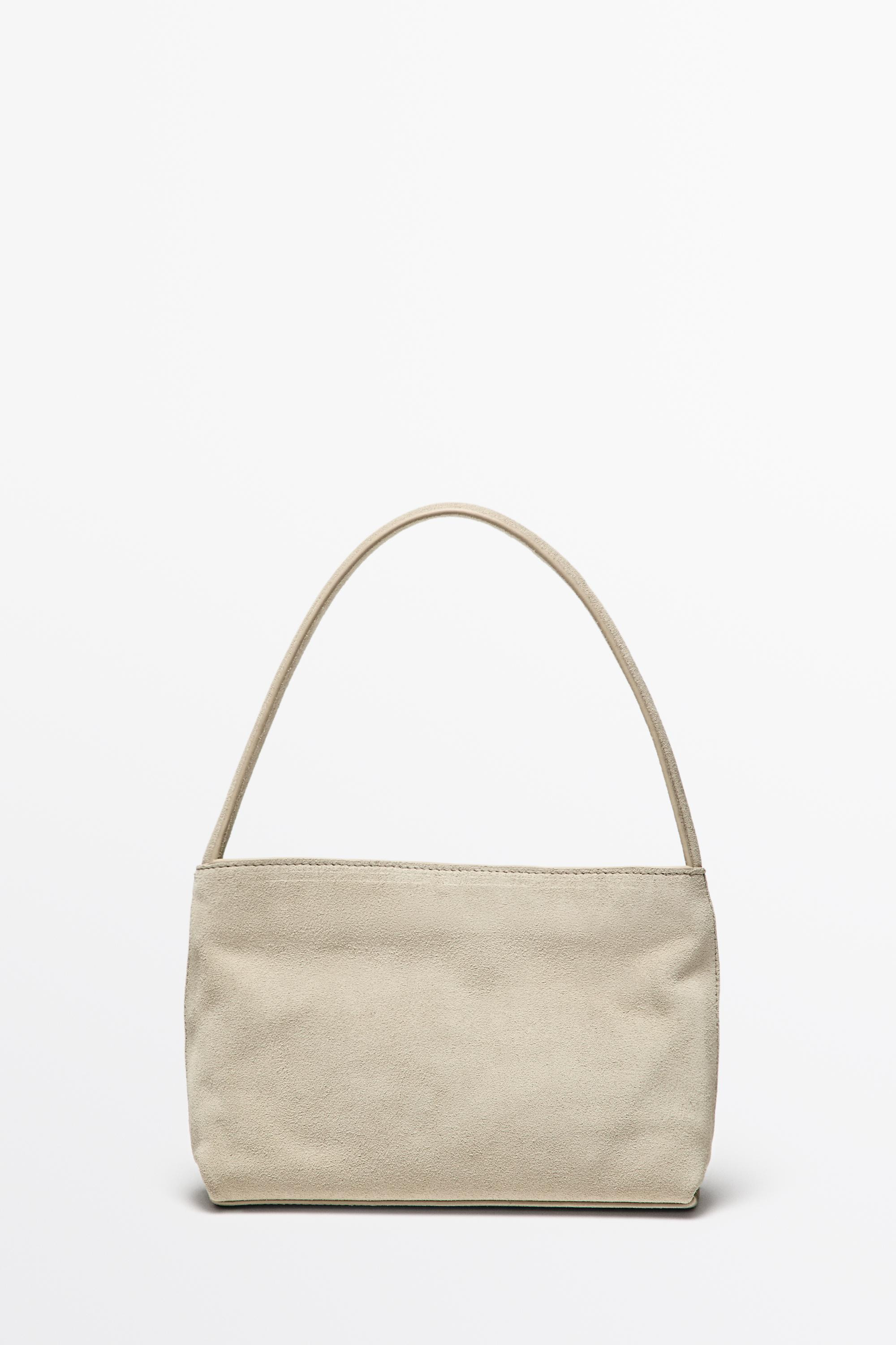 Borsa a spalla in pelle scamosciata | Massimo Dutti IT