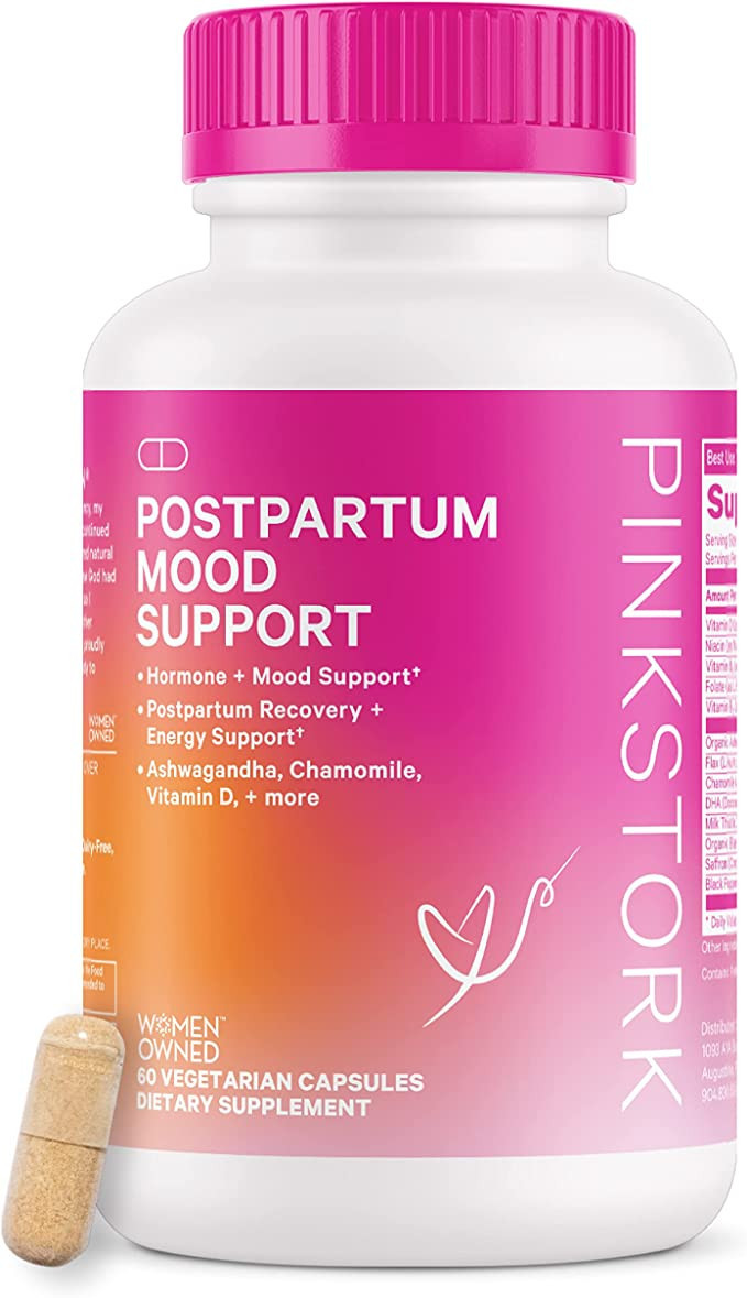 Pink Stork Postpartum Mood Support: Postnatal Hormone Balance for Women, Ashwagandha, Vitamin D, ... | Amazon (US)